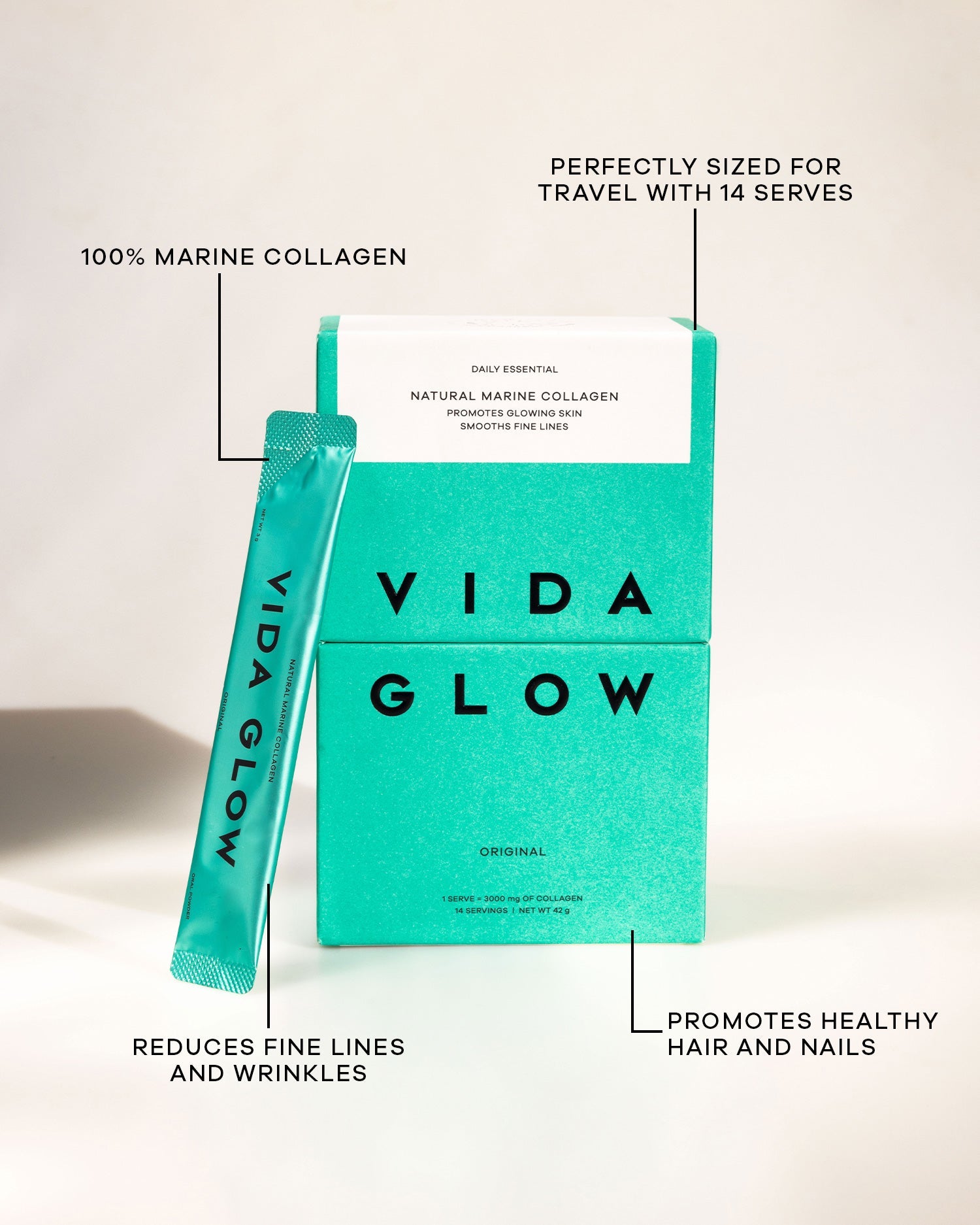 Vida Glow Natural Marine Collagen Trial Pack 14 Serves